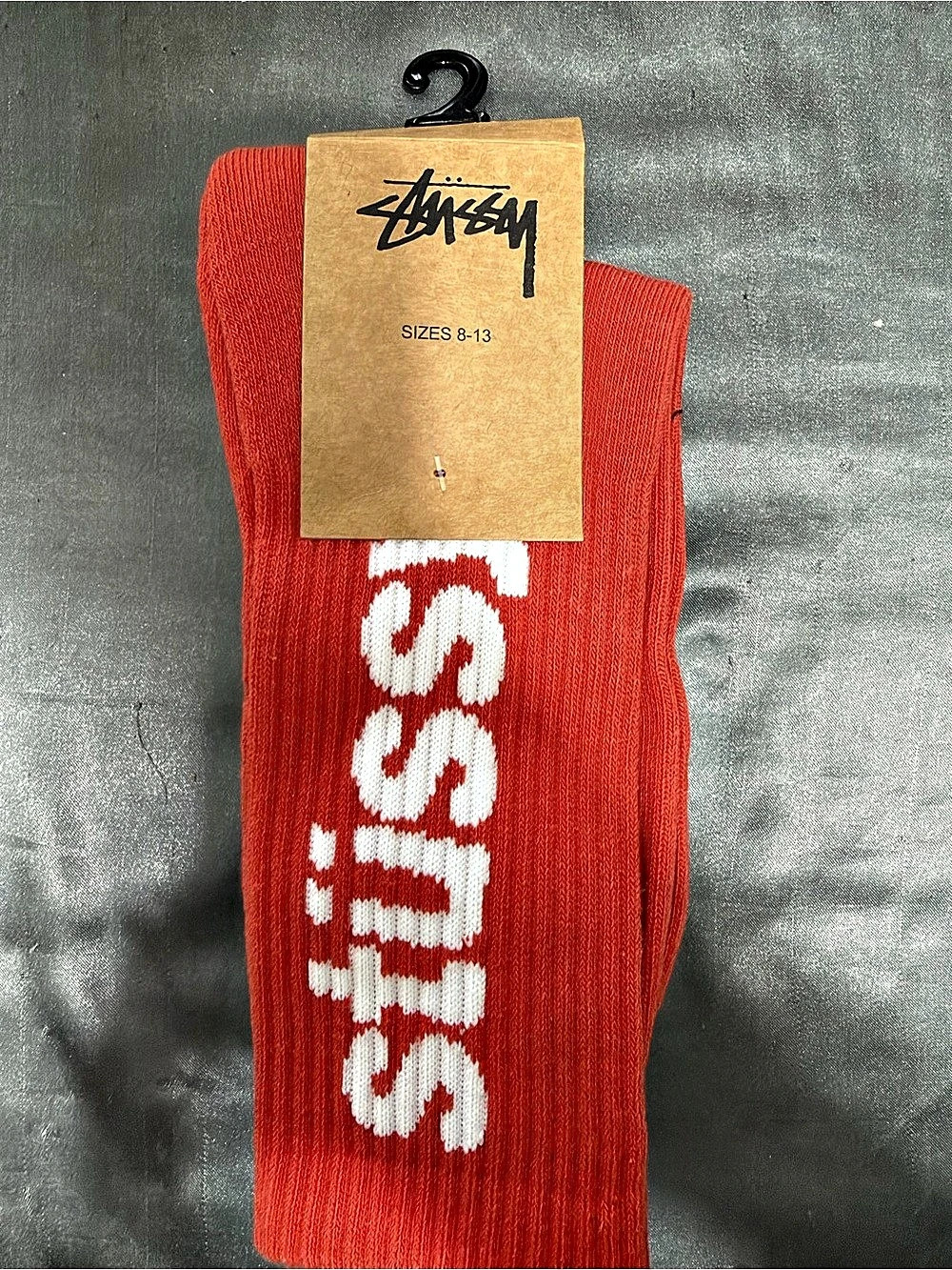 Stussy Stock Crew Socks Orange & White Size 8-14